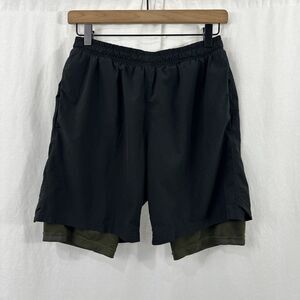 Skora Mens Black Green Lined Quick Dry Athletic Running Activewear Shorts